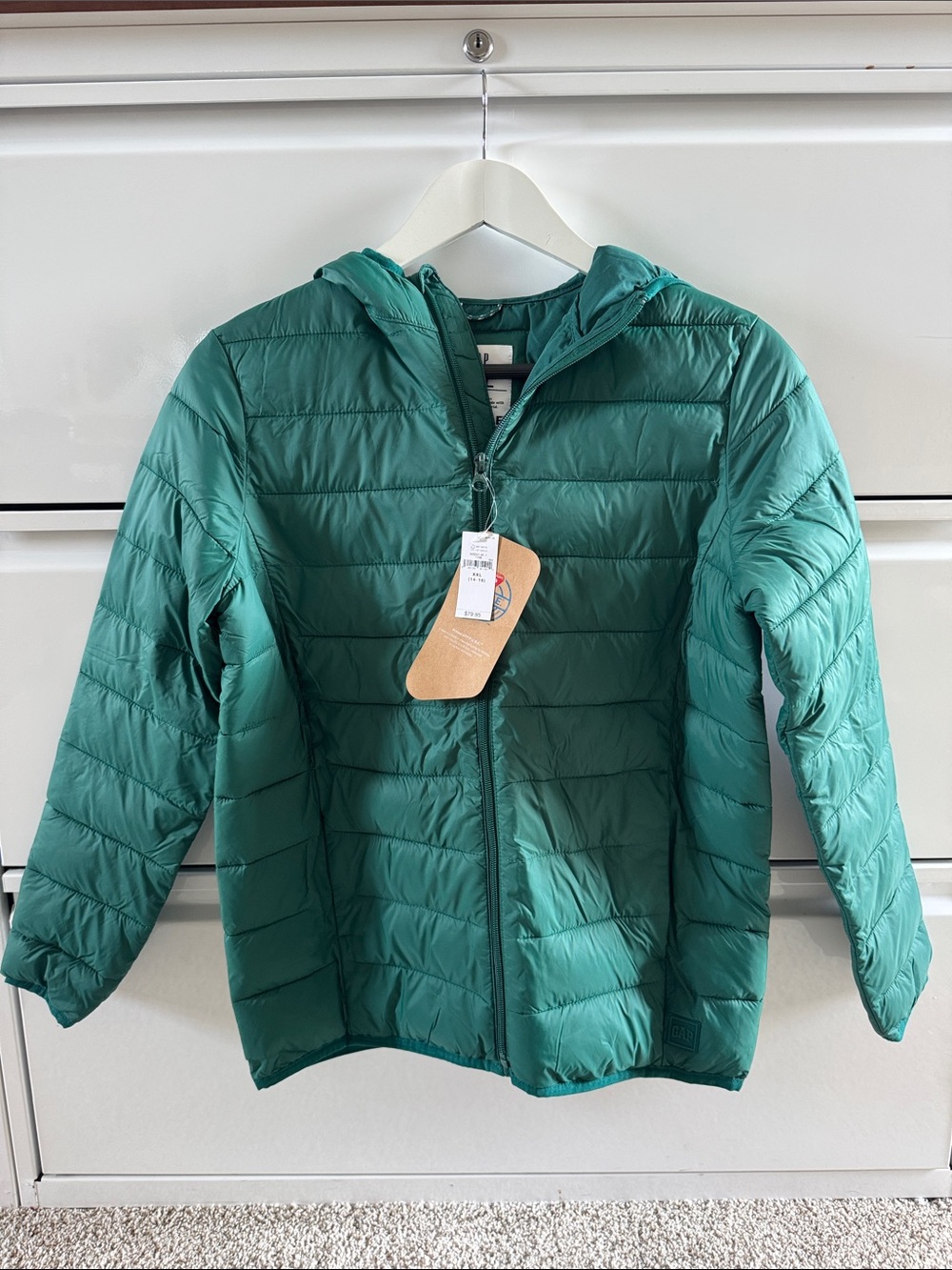 GAP Kids Lightweight Recycled Primaloft Puffer Jacket XXL 14-16 Balsam Tree